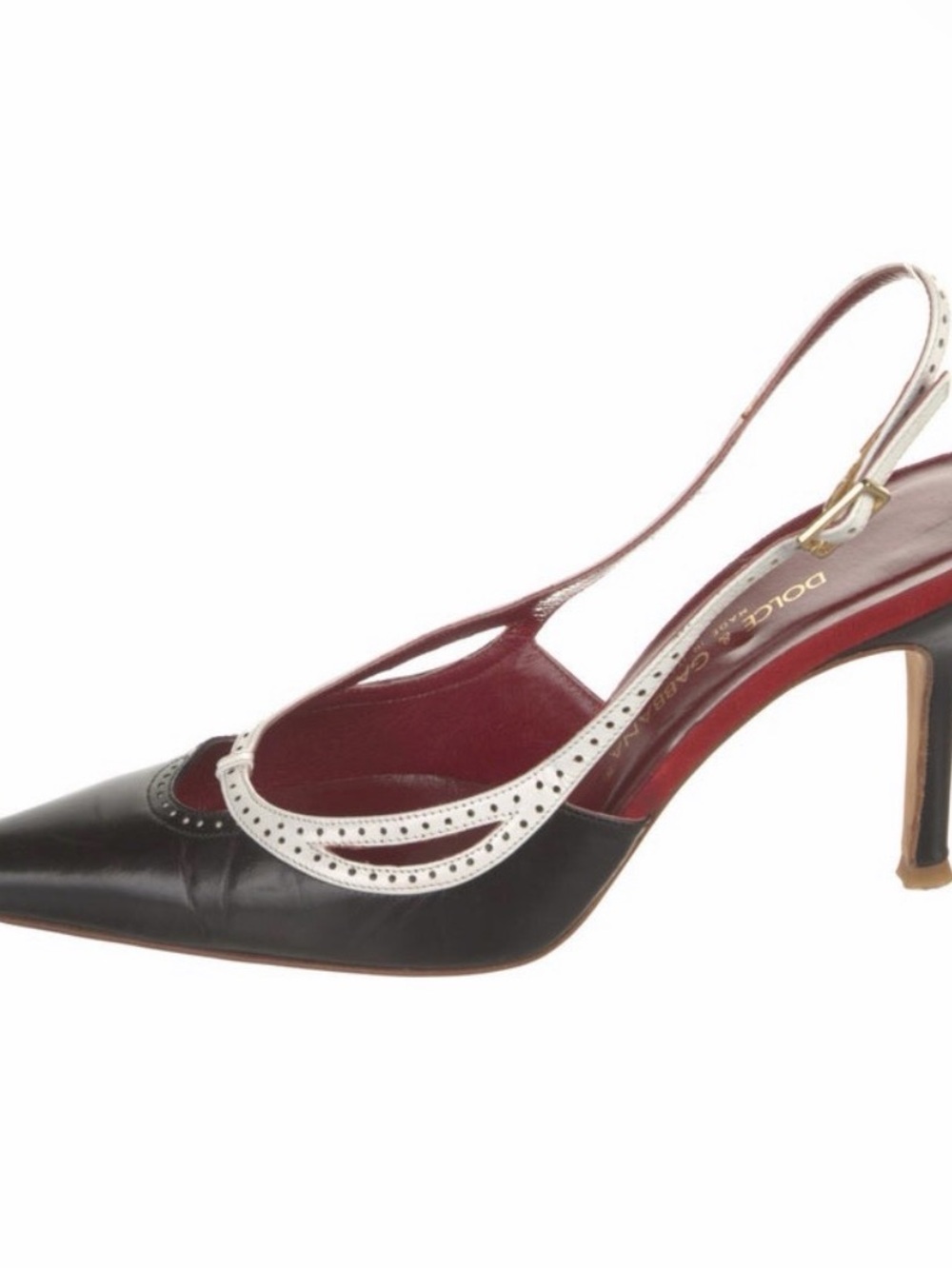 Dolce & Gabbana Black and White Pointed Slingback Heel